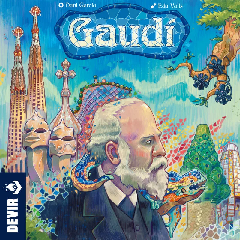 Gaudi the board game was published by Devir and the board game manufacturer was Boda Games Manufacturing.
