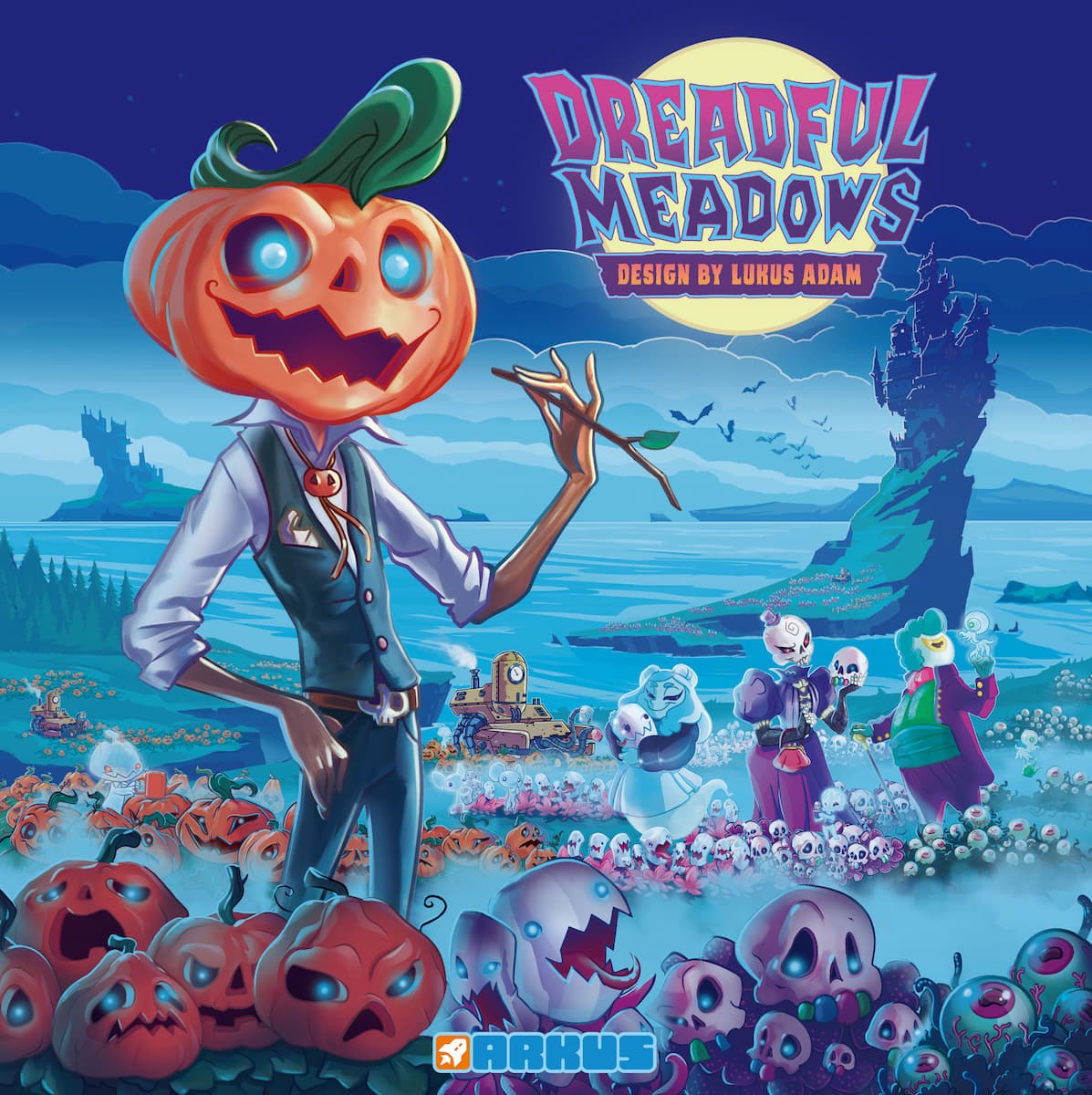 Dreadful Meadows the board game was published by Arkus Games and the board game manufacturer was Boda Games Manufacturing.