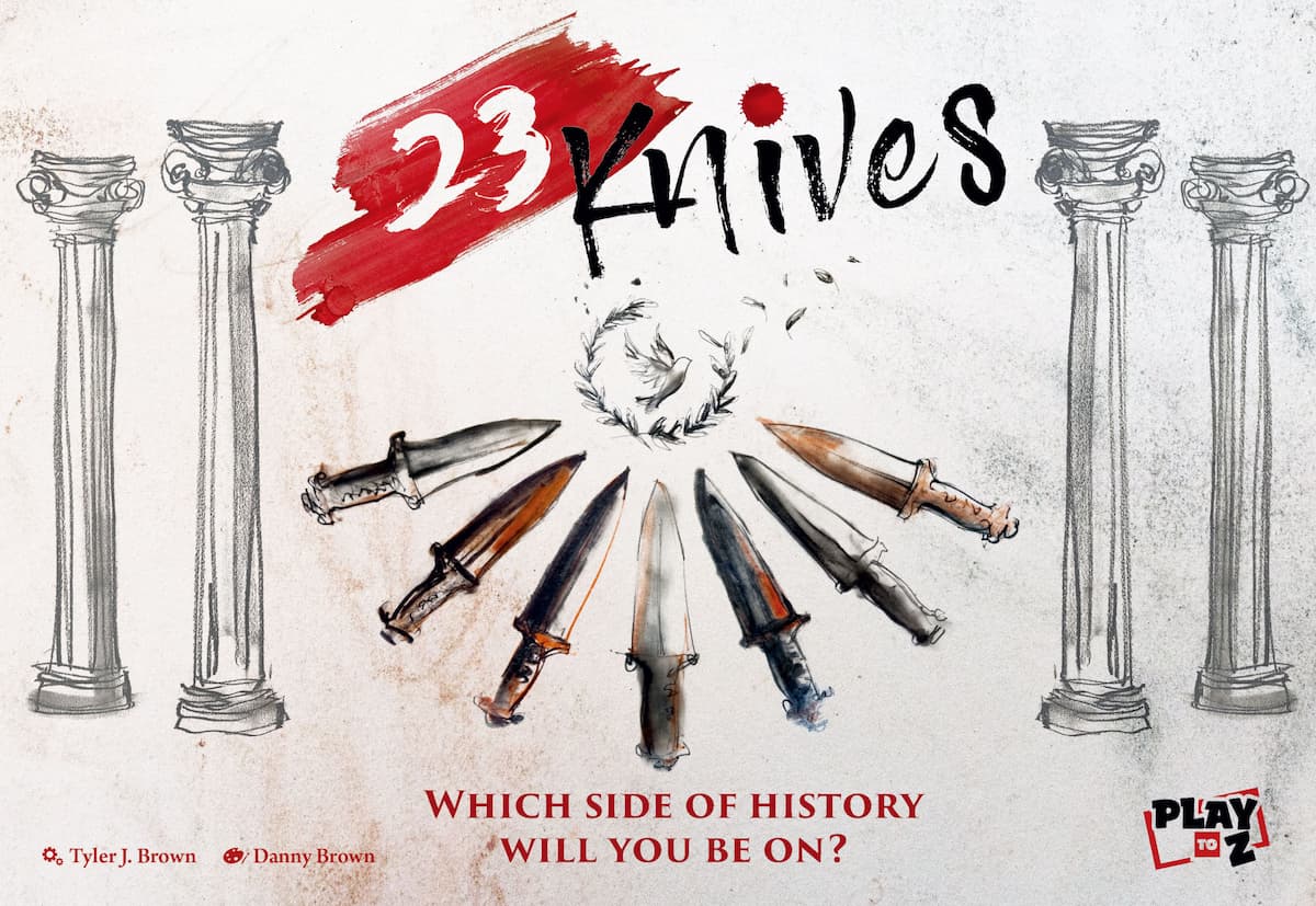 23 Knives the board game was published by Play to Z and the board game manufacturer was Boda Games Manufacturing.