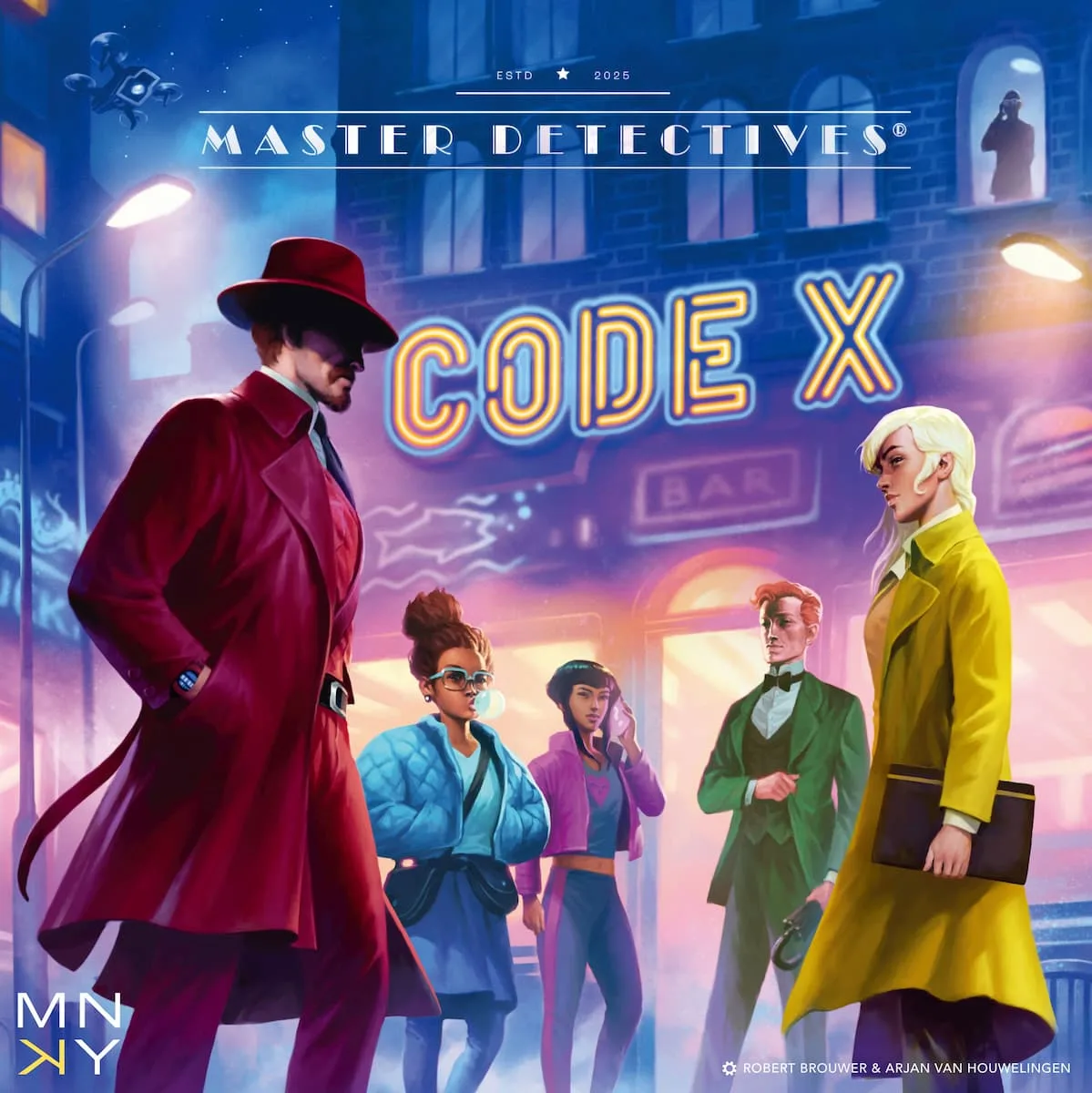 Master Detectives: Code X the board game was published by MNKY Entertainment and the board game manufacturer was Boda Games Manufacturing.