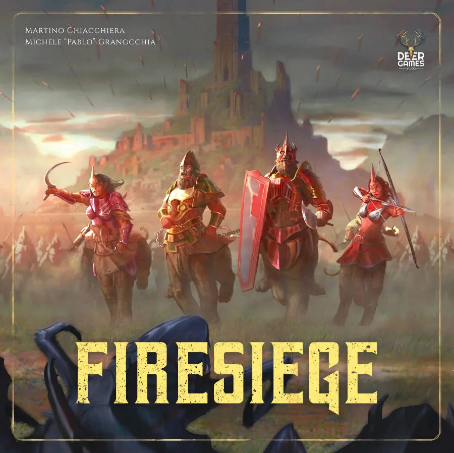 Firesiege: A Feralis Story the board game was published by Deer Games Studio and the board game manufacturer was Boda Games Manufacturing.