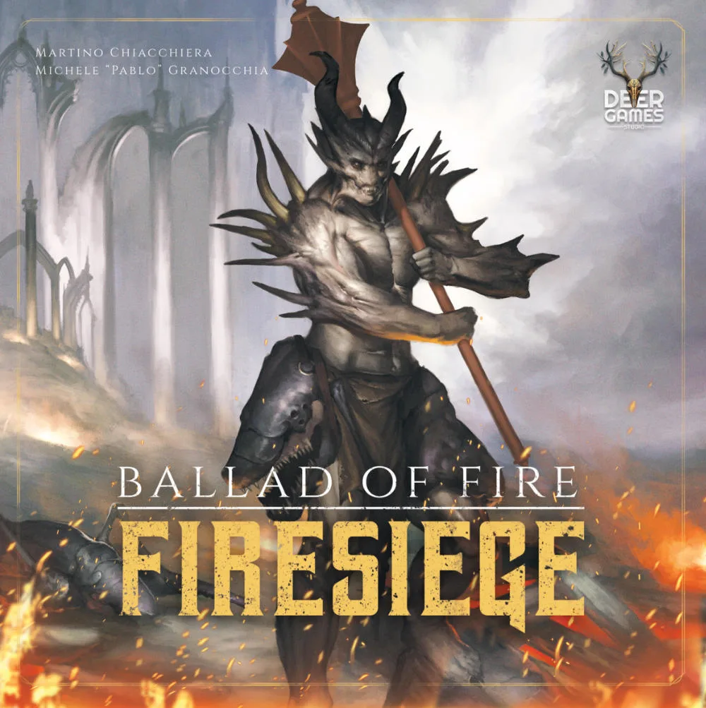 Firesiege: Ballad of Fire the board game was published by Deer Games Studio and the board game manufacturer was Boda Games Manufacturing.