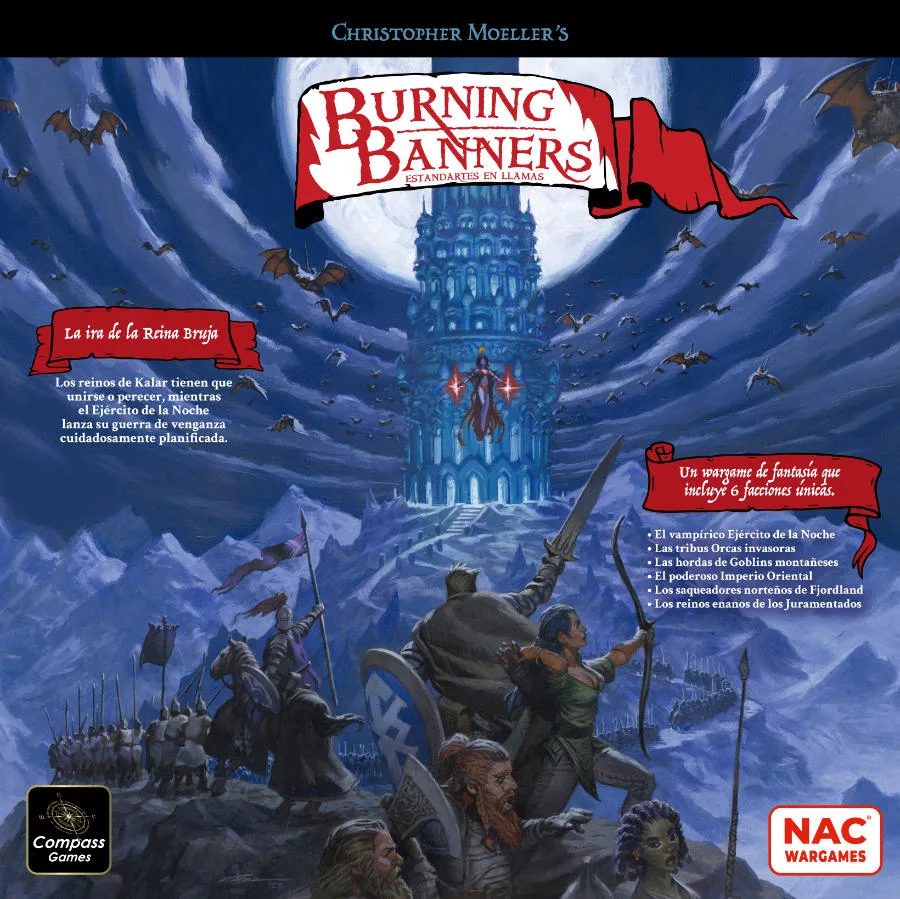 Burning Banners the board game was published by Compass Games and the board game manufacturer was Boda Games Manufacturing.
