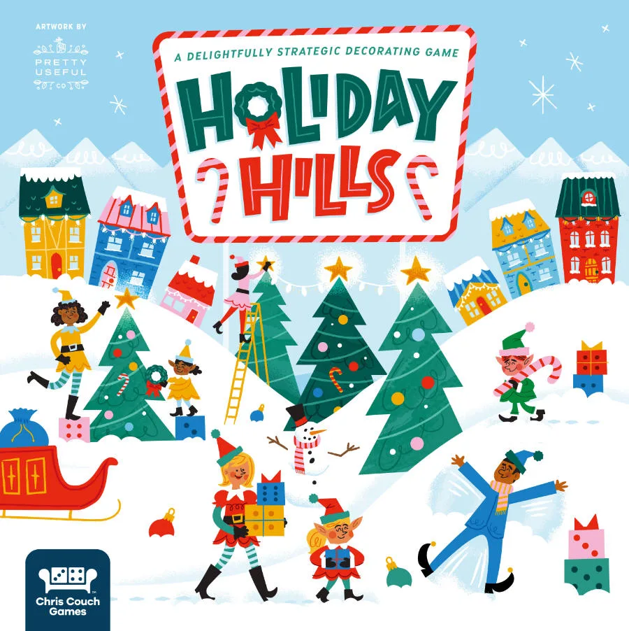 Holiday Hills the board game was published by Chris Couch Games and the board game manufacturer was Boda Games Manufacturing.