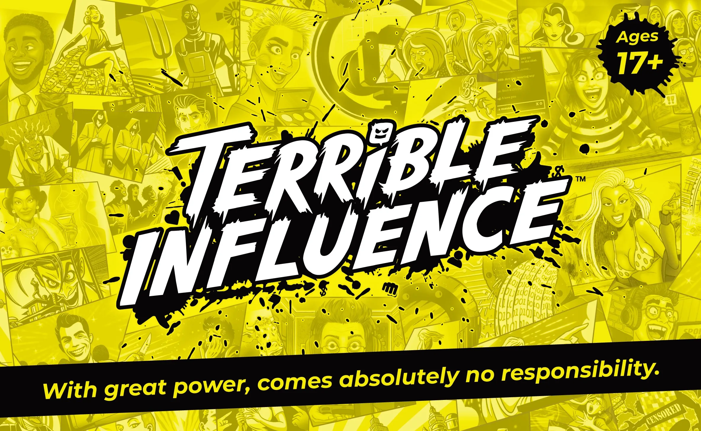 Terrible Influence the board game was published by WatchMojo and the board game manufacturer was Boda Games Manufacturing.