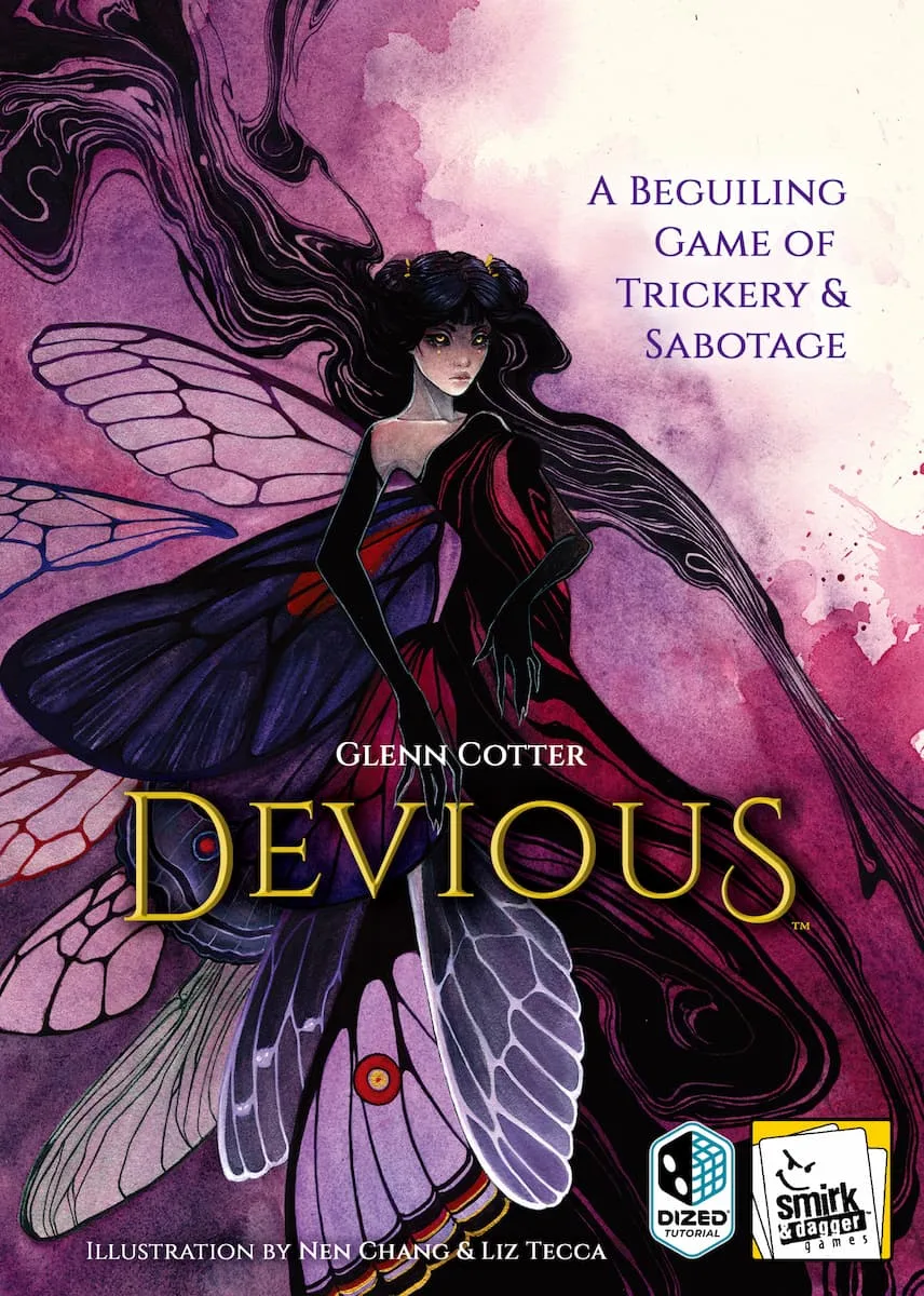 Devious the board game was published by Smirk & Dagger Games and the board game manufacturer was Boda Games Manufacturing.
