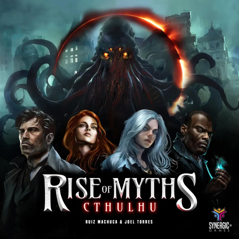Rise of Myths - Cthulhu the board game was published by Synergic Games and the board game manufacturer was Boda Games Manufacturing.